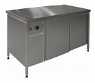 Стол тепловой 1000*600*850 двери-купе с 2-х сторон, нерж.сталь 