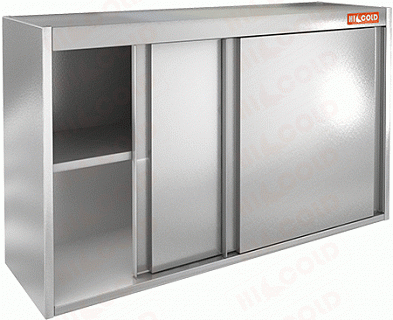 Полка нержавеющая настенная с дверцами купе HICOLD НПК-15/3-1