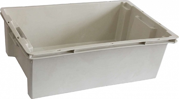 Ящик 600х400х200 мм сплошной, мясо-молочный, ПЭНД [м/м 2.1(2)]-1