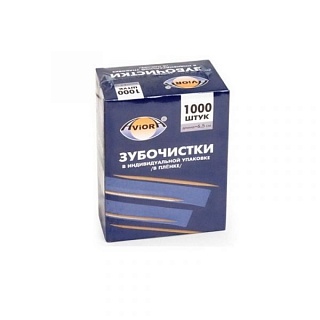 Зубочистки в индивидуальной упаковке "Авиора" 1000шт, дерево 401-610 (1 000 шт/упак, 30 упак/кор)-2