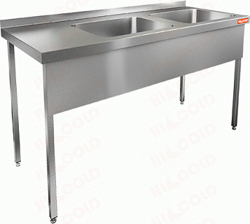 Ванна моечная цельнотянутая двухсекционная мойки справа HICOLD НСО2М-18/6БП-1