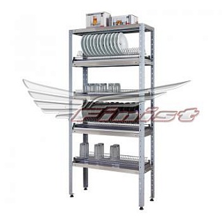 Стеллаж для сушки тарелок СтПБпт 600*300*1800 4 полки-сушки для тарелок (сушки краш.), верхн. полка и поддон нерж.-1