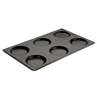 Противень 53*32,5см GN1/1 с углублениями d 12,5см, 6 порций, алюм. с антипригар. покрытием-1