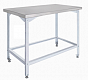 Стол СПЭ 1800*600*850 борт, полка сплошная нерж., 6 ног, каркас-сварной труба крашеная