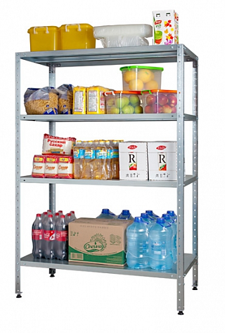 Стеллаж СтПЛ 1000*400*2000, 4 полки решетки оцинк. 0,7мм, стойки угол. оцинк.-1