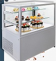 Витрина напольная холодильная кондитерская JOBS J-2/1 700*700*1260 2 полки, однокамерный стеклопакет, подсветка, крашеный профиль (глянец) RAL 9017