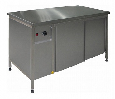 Стол тепловой 1000*600*850 двери-купе с 2-х сторон, нерж.сталь -1