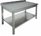 Стол СПП 800*700*850 борт, полка сплошная нерж., каркас сварной труба нерж.-preview-1