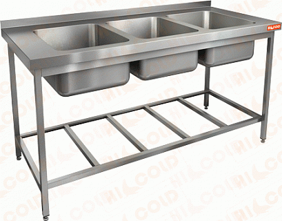 Ванна моечная 3-х секционная HICOLD НСО3М-16/6БР ЭН-1
