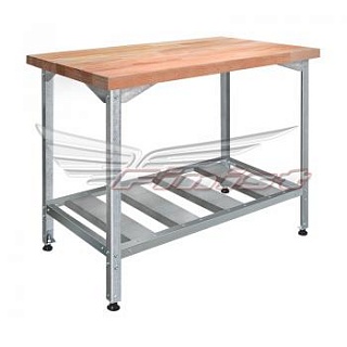 Стол кондитерский СКБ 1200*800*860 борт, полка сплошная нерж, столешница бук 40мм-1