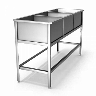 Ванна моечная сварная ВМ-42/500 нерж.сталь AISI 430 (3 ёмкости), 1750*600*850-1