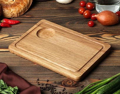 Доска разделочная для подачи "Стейк", 30 х 20 см, массив дуба, ясеня-1