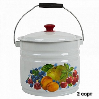 Ведро 12,0 л с/кр белый 2 сорт 1/3 (цвет в ассорт.)-1