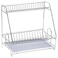 Сушилка для посуды с поддоном 2-х ярусная, 24×40×38 см, хром
