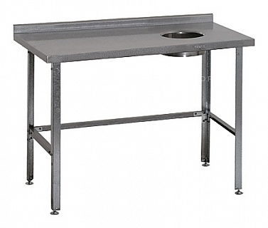 Стол для сбора отходов СПЛо 1200*700*850 отверстие д/отходов Ø 170 мм, обвязка с 3-х сторон, каркас уголок оцинк.-1