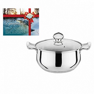 Кастрюля нерж Серебрянка груш. 3,0 л толщина 0,55 мм в под/уп 1/12-1