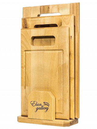 Комплект из 3-х досок Elan Gallery 38х22х1,8 см, 34х20х1,8 см, 30х18х1,8 см, на деревянной подставке-1