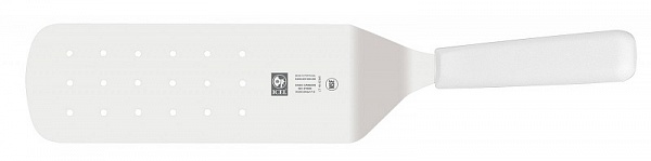 Лопатка 37,5 см. изогнутая раб.часть 19,5*7,5 см. нерж. перфор. с пластик. руч белая Icel /1/6-1