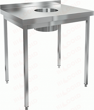 Стол нержавеющий пристенный с бортом для сбора отходов HICOLD НДСО-8/6Б -1