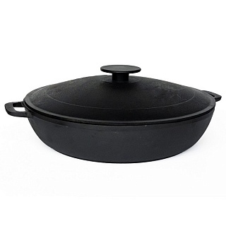 Сковорода d=30 см. h=6 см. 3,8 л. чугун с крышкой с 2 ручками /1/2/-1