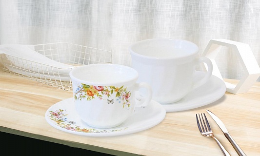 Набор чайный на 6 персон / 12 предметов: кружка 190 мл + блюдце d=14 см, Амина 1/12-1