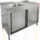 Стол нержавеющий закрытый купе с моечной ванной HICOLD НСЗК1М-14/6БЛ