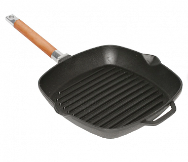 Сковорода-гриль чугунная "Биол", со съемной ручкой, 24 х 24 см, 24 см-1