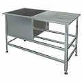 Ванна моечная ВМЛс-1 со столом 1200*600*850 борт, ув. полка с отв. д/смесит., сварн. мойка нерж 1,0 мм, каркас уголок оцинк. 