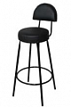 Стул Барный с мягкой спинкой. Каркас серебро (порошковая покраска). Обивка черная (кожзам).