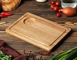 Доска разделочная для подачи "Стейк", 30 х 20 см, массив дуба, ясеня