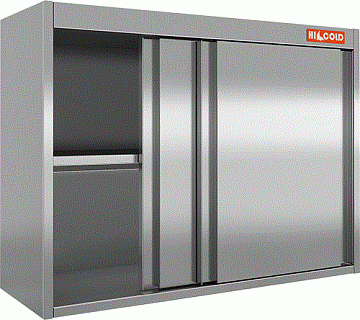 Полка нержавеющая настенная с дверцами купе HICOLD НПК-10/3-1