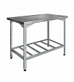 Стол СПН 1000*600*850 борт, полка-решетка нерж., каркас угол.нерж., ножки перфорир.