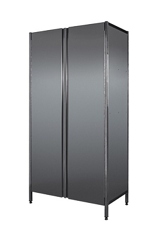 Шкаф 950*600*1800 нержавеющий, двери-купе, замок, 3 промежуточные полки, каркас-сварной труба нерж.-1