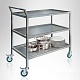 Тележка сервировочная ТС 800*500*900/950, 3 поддона, каркас труба нерж. 25*25,  колеса Ø 50 мм