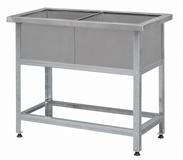 Ванна моечная ВМЛ-2 900*540*850 увел. полка с отвер. для смес. на мойку, борт, сварная мойка нерж. 1,0мм, каркас-уголок оцинк.-1