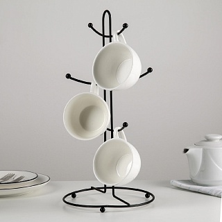 Сушилка для кружек на 6 предметов Доляна, 17×17×35,5 см, цвет чёрный-1