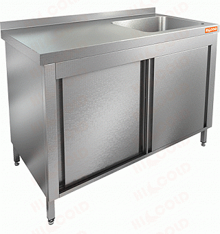 Стол нержавеющий закрытый купе с моечной ванной HICOLD НСЗК1М-12/6БП-1