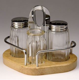 Набор для специй (соль, перец, зубочистки) на деревянной подставке Luxstahl [1003]-1