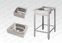 Рукомойник технологический напольный РТНб 500*600*860 "Base", борт, отв. д/смесит.