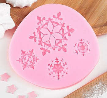 Молд силиконовый 8×8 см "Четыре снежинки"-1