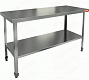 Стол нержавеющий разделочный центральный с полкой HICOLD НСО-15/7П