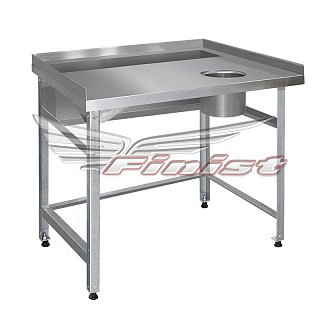 Стол СПНд для доочистки овощей/рыбы 1200*600*850 борт с 3-х сторон, отверстие для отходов 170мм - справа,обвязка с 3-х сторон,каркас уголок нерж.-1