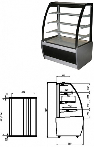 Витрина кондитерская ВХСв-0,9д Carboma (техно) -2
