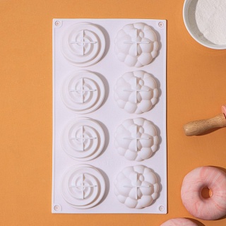 Форма для выпечки и муссовых десертов Доляна «Карамелла», 29,5×17,2×2,5 см, 8 ячеек, d=6,5 см, цвет белый-1