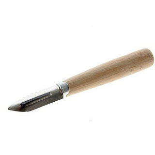 Овощечистка 14,5 см., нерж. с ручкой дерево /1/400/-1