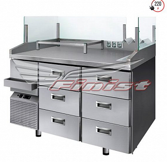 Станция для хот-догов СХ-800-0/6 1200*800*850/1450 6 ящиков, 3 розетки 220В, подставка под 4 бутылки с соусами, охл. холдер для 3 GN1/9, защ. стекло-1