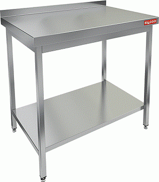 Стол производственный пристенный с бортом и полкой HICOLD НСО-9/7БП-1