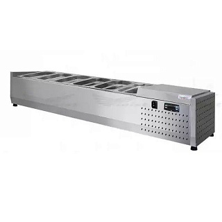 Витрина настольная холодильная ToppingBox НХВо-6, 1450*390*255, открытая, на подставке Н-150мм, располож. агрегата слева-1