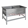 Ванна котломоечная ВКЛ-2 1600*800*860, ув. полка с 1 отв. между мойками, каркас уголок оцинк.