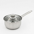 Ковш нерж.1,5л. d=16 см.,с крышкой, с металл. ручкой, индукц (Гретта)